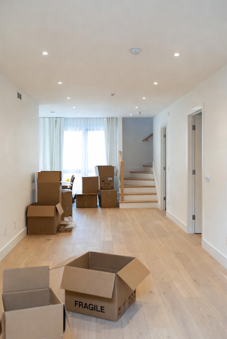 Vacant home with moving boxes